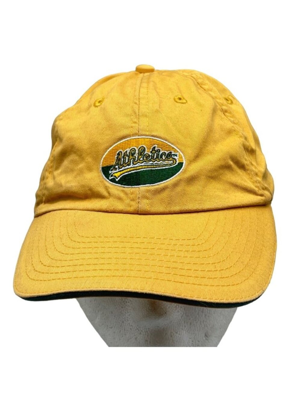 Blue wave baseball cap hat Athletics gold bond longs drugs cotton green READ